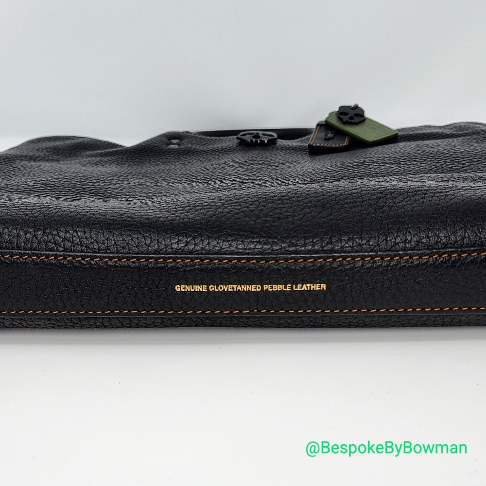Coach Rogue Slim Briefcase -One of Kind Custom Upcycled Bag with Skulls. Black - Picture 6 of 16